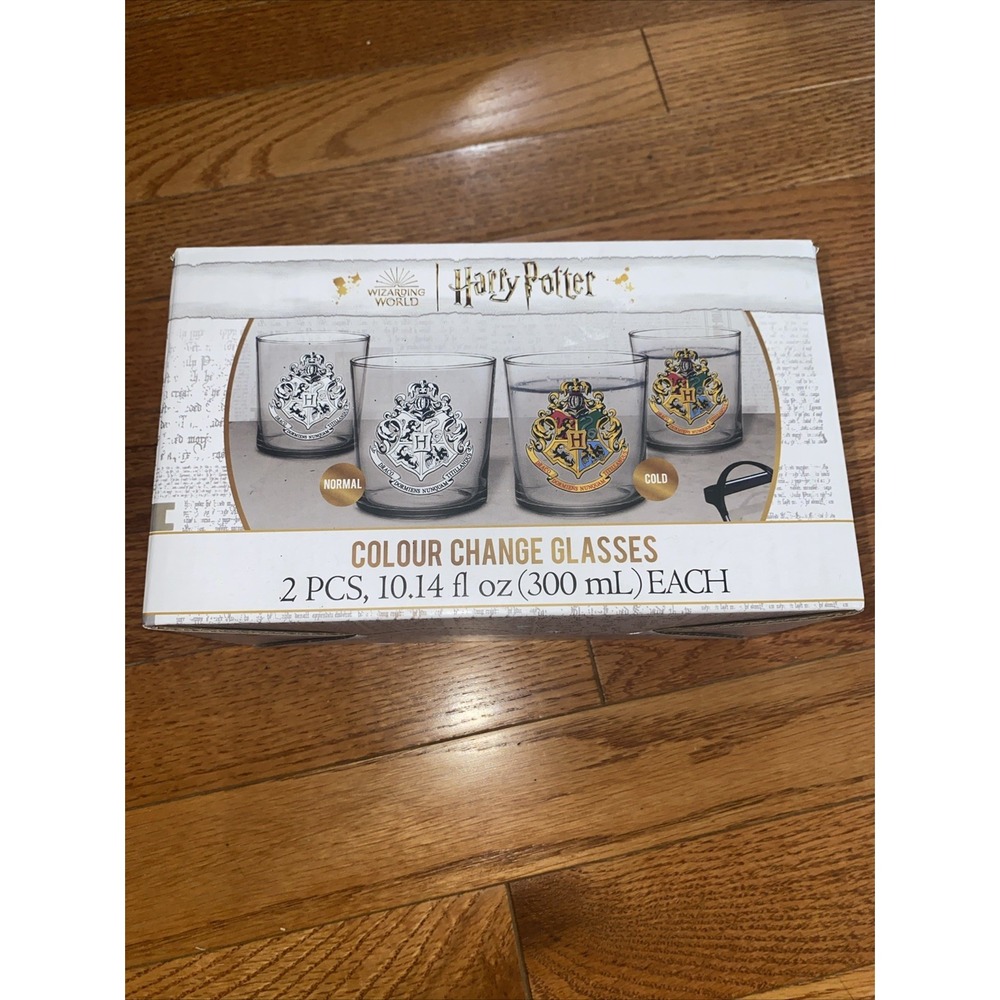 Harry Potter Hogwarts Crest Color Changing 10oz Drinking Glasses In Box‎